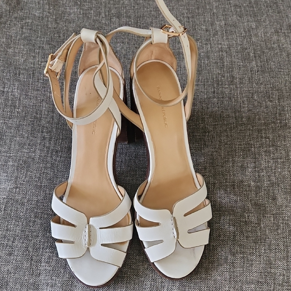 Banana Republic White Strappy Heels